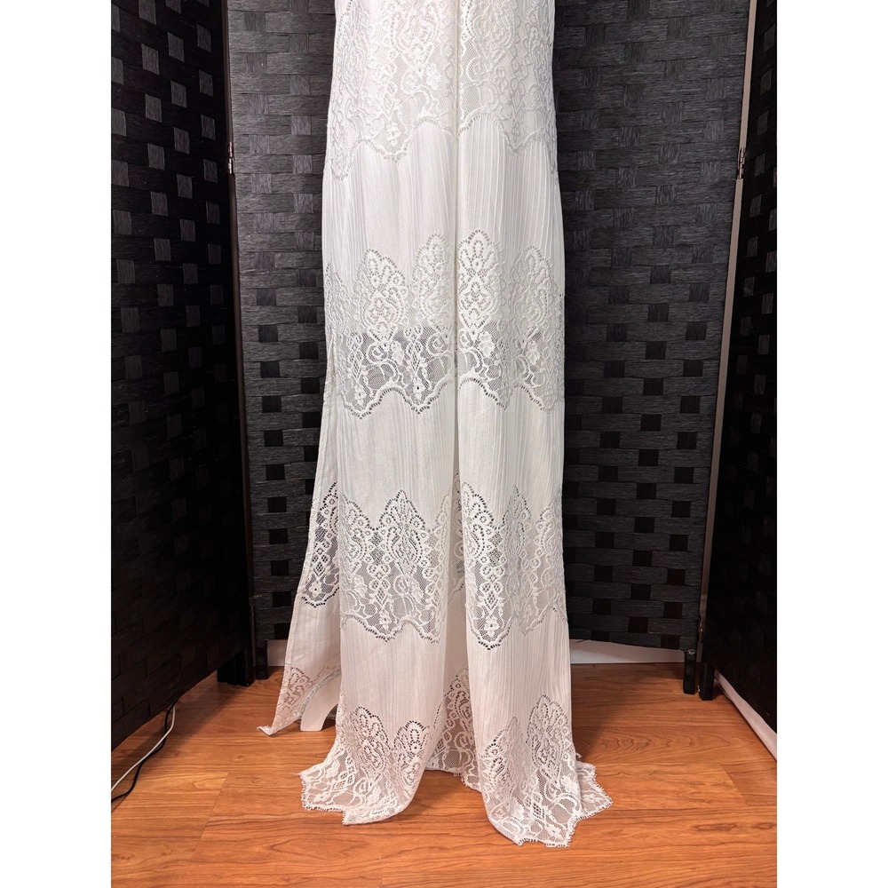 Lace‎ Maxi Shift Dress Womens M White Boho Bridal Wedding Beach Party Ethereal - Picture 5 of 12